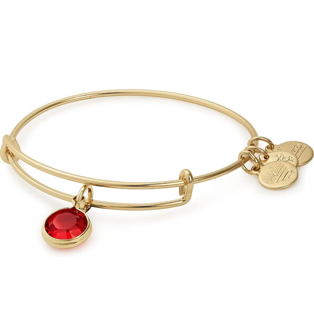 NWT! Alex and Ani Gold July Red Siam Crytal Birthstone Bracelet